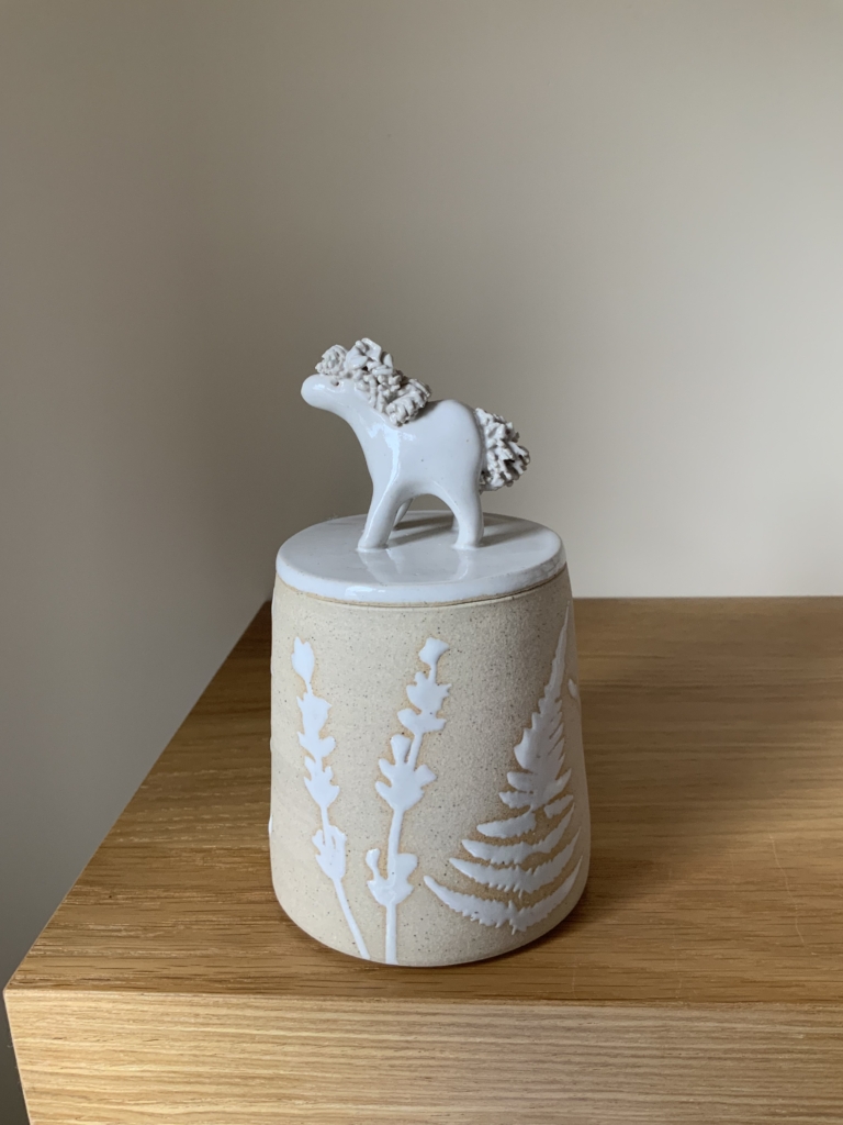 Pony lidded pot