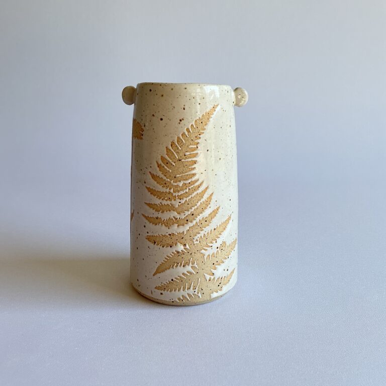 Bud vase with botanical design
