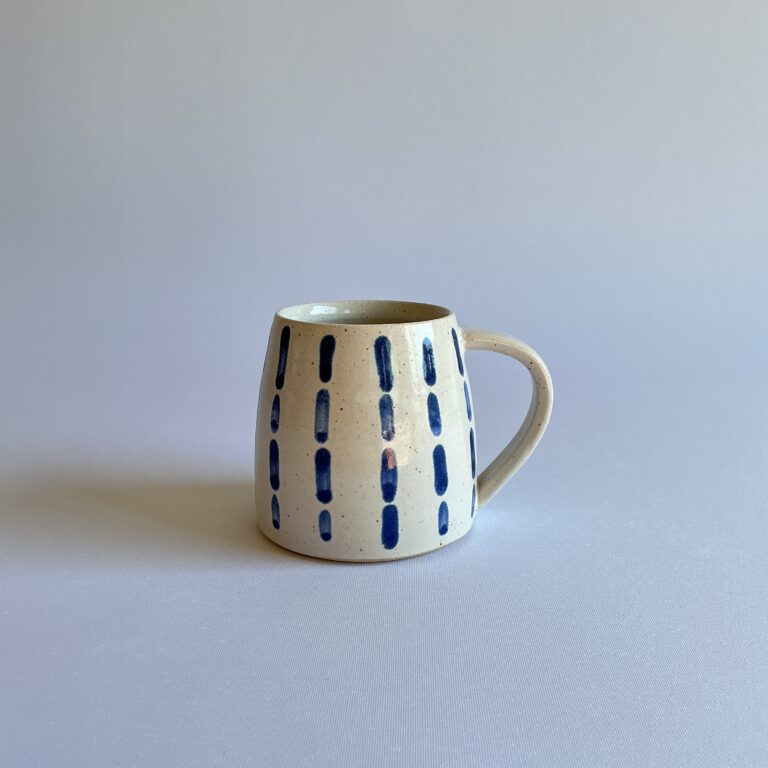 Tall Stoneware Mug with vertical dash design