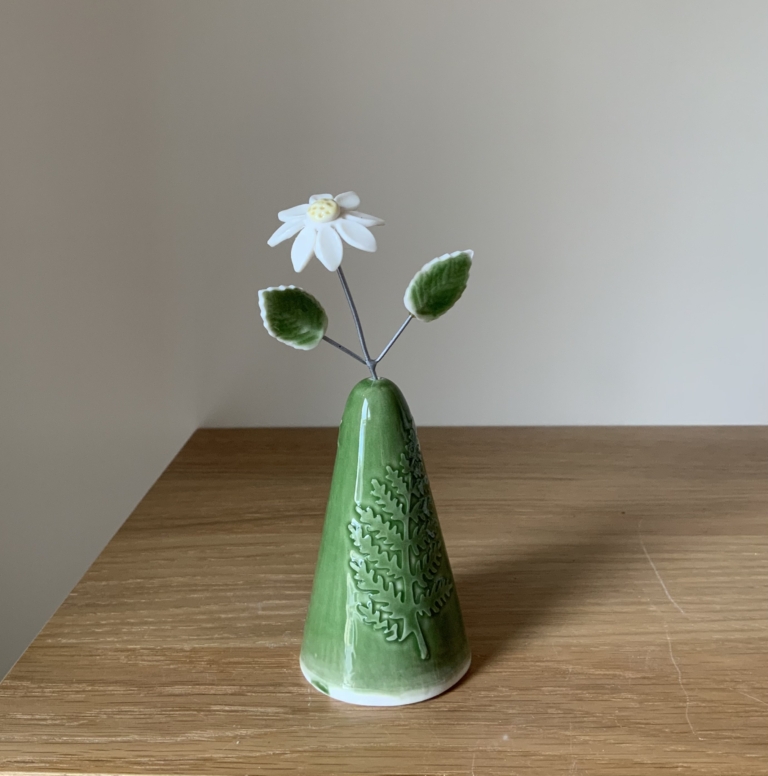 Green porcelain bud vase